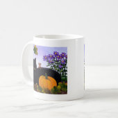 Cute Funny Black Cat Mouse Herfst Gift Creationart Koffiemok (Voorkant links)