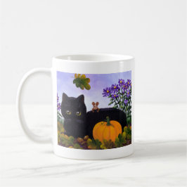 Cute Funny Black Cat Mouse Herfst Gift Creationart Koffiemok