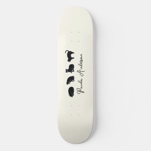 Cute Funny Black Cat Persoonlijk Skateboard (Voorkant)