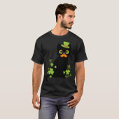 Cute Funny Black Cat Shamrock St Patricks Day Sti T-shirt (Voorkant volledig)