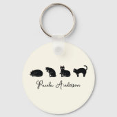 Cute Funny Black Cat Sleutelhanger (Voorkant)