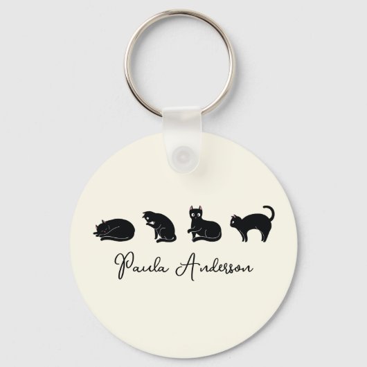 Cute Funny Black Cat Sleutelhanger (Voorkant)