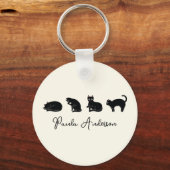 Cute Funny Black Cat Sleutelhanger (Voorkant)