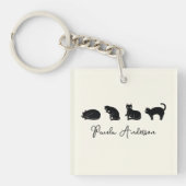  Cute Funny Black Cat Sleutelhanger (voorkant)