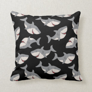 Cute Funny Black Grey Shark Pattern Cushion Pillow Kussen