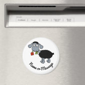 Cute Funny Black Lamb Sheep met Red Flower Custom Magneet (Insitu (Vaatwasser))
