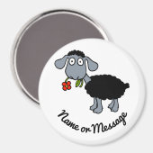 Cute Funny Black Lamb Sheep met Red Flower Custom Magneet (Voorkant / Achterkant)