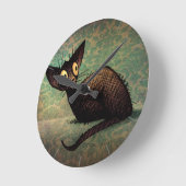 Cute Funny Black Oriental Cat Art Ronde Klok (Hoek)