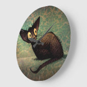 Cute Funny Black Oriental Cat Art Ronde Klok (Hoek)