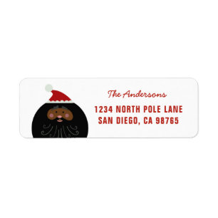 Cute Funny Black Santa Address Etiket