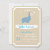Cute Funny Blue Llama Baby Boy Baby shower Kaart (Voorkant)