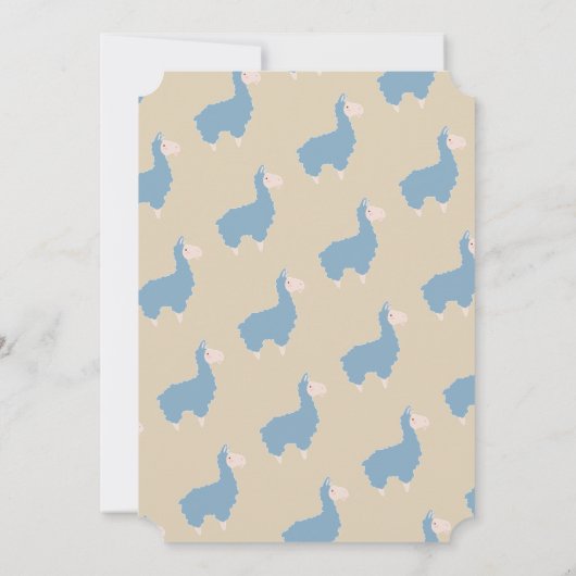 Cute Funny Blue Llama Baby Boy Baby shower Kaart (Achterkant)