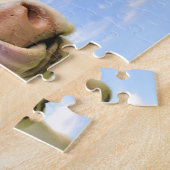 Cute Funny Boerderij Charolais Koe Licking Nose Legpuzzel (Zijkant)