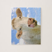 Cute Funny Boerderij Charolais Koe Licking Nose Legpuzzel (Verticaal)