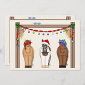 Cute Funny Boerderij Holiday Horses Kerstmis Feestdagenkaart (Voorkant / Achterkant)