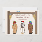 Cute Funny Boerderij Holiday Horses Kerstmis Feestdagenkaart (Achterkant)