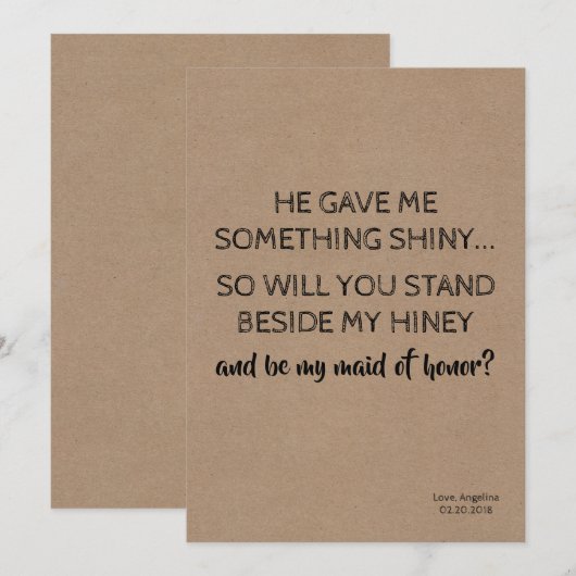 Cute Funny Bridesmaid / Maid of Honor proposal Kaart (Voorkant / Achterkant)