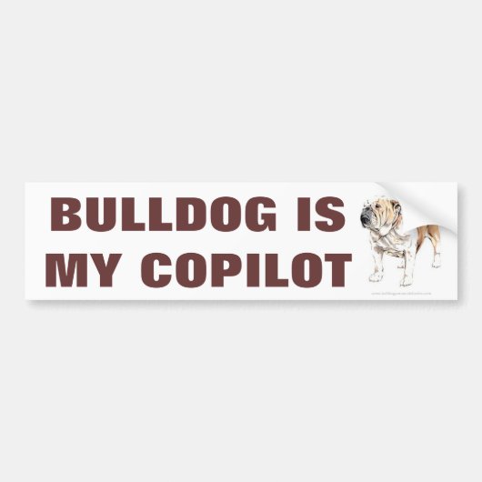Cute Funny Bulldog is mijn kopilot Bumperstickers (Voorkant)