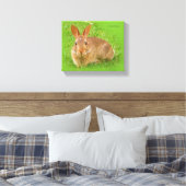 Cute Funny Bunny Nibbling Fairway Greens Canvas Afdruk (Insitu (Slaapkamer))
