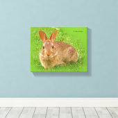 Cute Funny Bunny Nibbling Fairway Greens Canvas Afdruk (Insitu (Houten vloer))