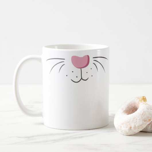 Cute Funny Bunny Rabbit Nose Emoji Koffiemok (Met donut)
