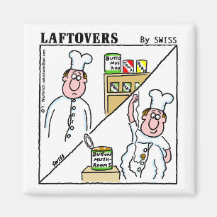 Cute Funny Button Mushroom Chef Laftovers Cartoon Magneet