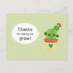 Cute Funny Cactus Bedankt voor hulp bij mijn groei Briefkaart