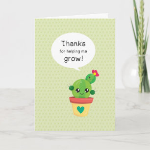 Cute Funny Cactus Bedankt voor hulp bij mijn groei Kaart