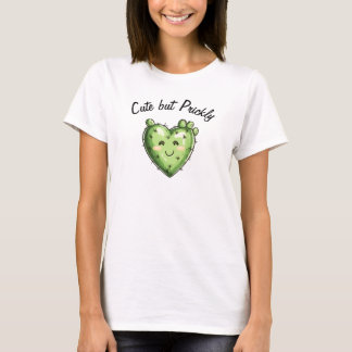 Cute Funny Cactus Heart Valentine's Day  T-shirt