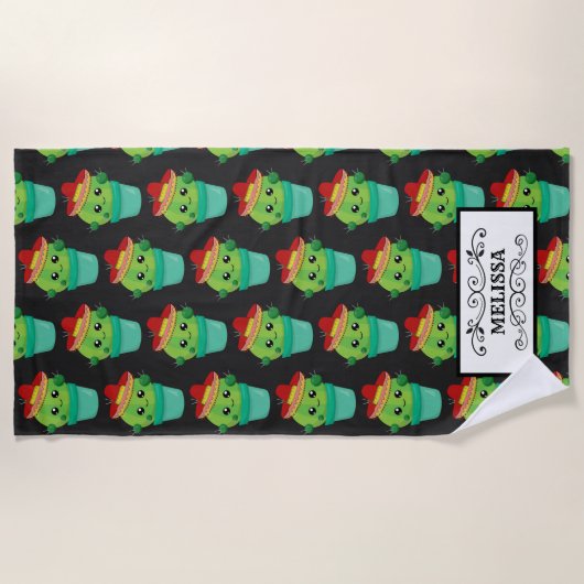 Cute Funny Cactus Pattern Strandlaken (Voorkant)