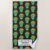Cute Funny Cactus Pattern Strandlaken (Voorkant)