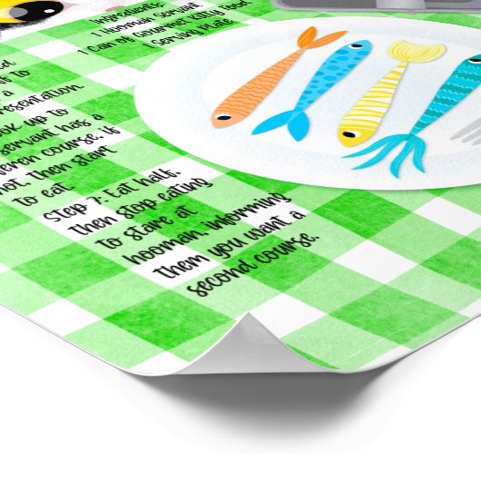 Cute Funny Calico Cat Breakfast Recipe Poster (Hoek)