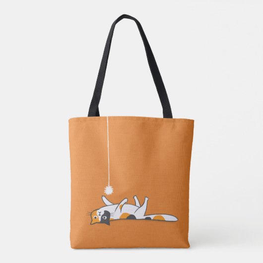 Cute Funny Calico Cat | Sinaasappel van Kitty Cat  Tote Bag (Achterkant)