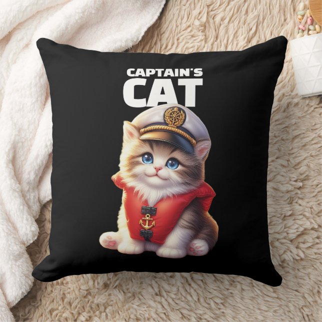 Cute Funny Captain's Cat in a Captain's Hat Kussen (Deken)