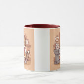 Cute Funny Cartoon Barista Cat Mug Mok (Midden)