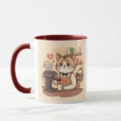 Cute Funny Cartoon Barista Cat Mug Mok (Links)