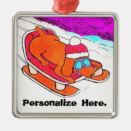 Cute Funny Cartoon Dog Metalen Ornament (Voorkant)