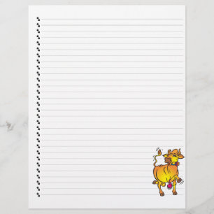 Cute Funny Cartoon Koe Lined Pet Letterhead