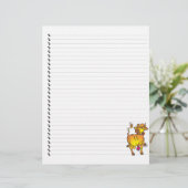 Cute Funny Cartoon Koe Lined Pet Letterhead (Staand voorkant)