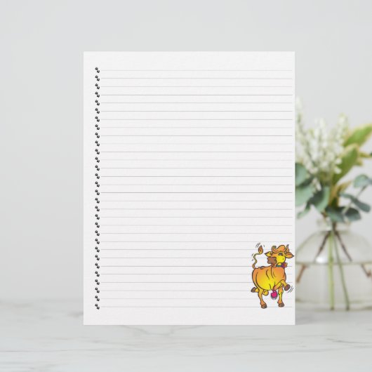 Cute Funny Cartoon Koe Lined Pet Letterhead (Staand voorkant)