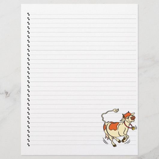 Cute Funny Cartoon Koe Lined Pet Letterhead (Voorkant)