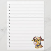 Cute Funny Cartoon Koe Lined Pet Letterhead (Voorkant)