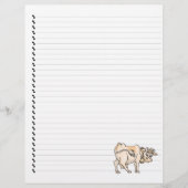 Cute Funny Cartoon Koe Lined Pet Letterhead (Voorkant)