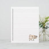 Cute Funny Cartoon Koe Lined Pet Letterhead (Staand voorkant)