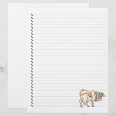 Cute Funny Cartoon Koe Lined Pet Letterhead (Voorkant / Achterkant)