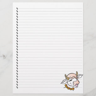 Cute Funny Cartoon Koe Lined Pet Letterhead