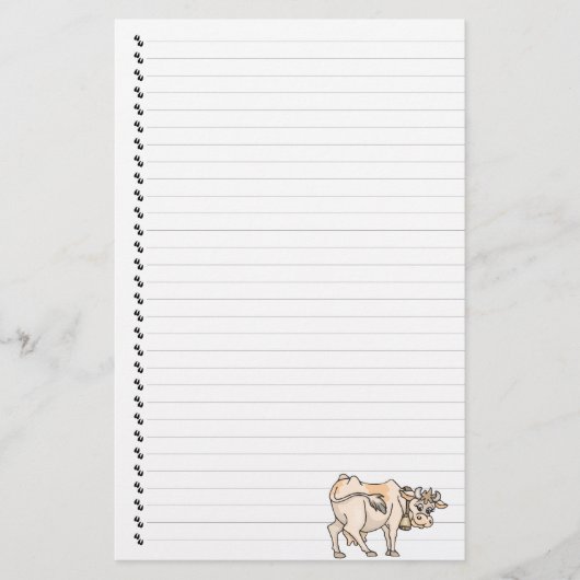 Cute Funny Cartoon Koe Lined Pet Stationery Briefpapier (Voorkant)