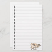 Cute Funny Cartoon Koe Lined Pet Stationery Briefpapier (Voorkant / Achterkant)
