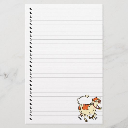 Cute Funny Cartoon Koe Lined Pet Stationery Briefpapier (Voorkant)