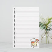Cute Funny Cartoon Koe Lined Pet Stationery Briefpapier (Staand voorkant)